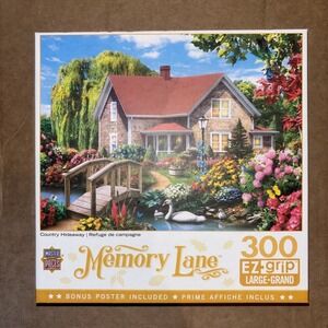 Memory Lane 300Piece EZ-Grip Puzzle Country Hideaway 24"x18" Bonus Poster Sealed